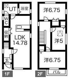 名古屋市営鶴舞線 浄心駅 徒歩11分の賃貸一戸建て 1階3LDKの間取り