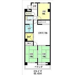 ジュネス浅野 3LDKの間取図画像
