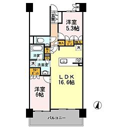名古屋市営東山線 東山公園駅 徒歩8分の賃貸マンション 2階2LDKの間取り