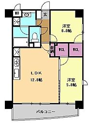 名古屋市営鶴舞線 鶴舞駅 徒歩9分の賃貸マンション 7階2LDKの間取り