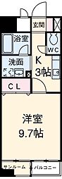 あいさきがけ 1Kの間取図画像