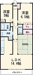 名古屋市営鶴舞線 庄内通駅 徒歩14分の賃貸マンション 5階3LDKの間取り