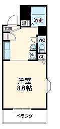 名古屋市営東山線 今池駅 徒歩6分の賃貸マンション 2階1Kの間取り