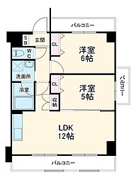 名古屋市営東山線 千種駅 徒歩7分の賃貸マンション 3階2LDKの間取り