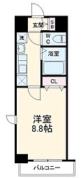名古屋市営東山線 覚王山駅 徒歩5分の賃貸マンション 7階1Kの間取り