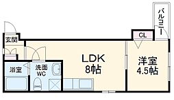 名古屋市営東山線 池下駅 徒歩8分の賃貸アパート 3階1LDKの間取り