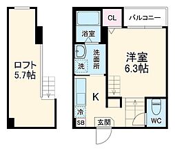 ハーモニーテラスディアコート浄心 1Kの間取図画像