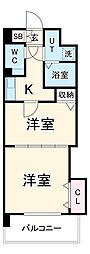 名古屋市営東山線 今池駅 徒歩7分の賃貸マンション 5階2Kの間取り