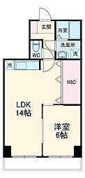 名古屋市営名城線 大曽根駅 徒歩14分の賃貸マンション 4階1LDKの間取り
