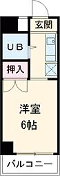 京王線 高幡不動駅 徒歩7分の賃貸マンション 3階ワンルームの間取り