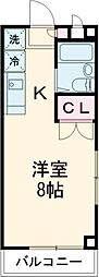 多摩都市モノレール 大塚・帝京大学駅 徒歩5分の賃貸マンション 2階ワンルームの間取り
