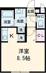 リブリ・ニュータウン 1階1Kの間取り