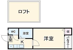 名古屋市営名城線 平安通駅 徒歩5分の賃貸アパート 1階1Kの間取り