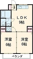 京王線 聖蹟桜ヶ丘駅 徒歩17分の賃貸マンション 3階2DKの間取り