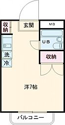 エルム高幡Ａ棟 2階1Kの間取り