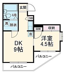 ヴィラコートII 3階1DKの間取り