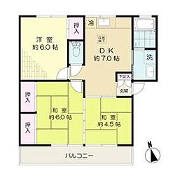 京王相模原線 稲城駅 徒歩13分の賃貸アパート 1階3DKの間取り