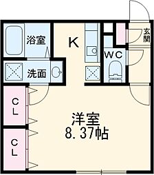 名古屋市営東山線 新栄町駅 徒歩6分の賃貸マンション 4階ワンルームの間取り