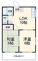 川口マンション 2階2LDKの間取り