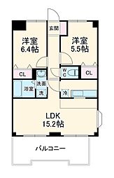 クレスタ妙典 4階2LDKの間取り