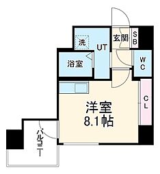 名古屋市営鶴舞線 上前津駅 徒歩9分の賃貸マンション 7階ワンルームの間取り