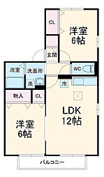 東京メトロ東西線 妙典駅 徒歩11分の賃貸アパート 1階2LDKの間取り