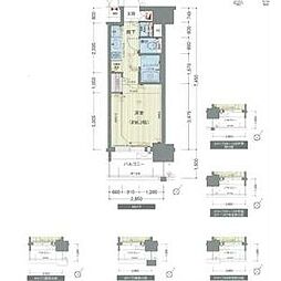 名古屋市営東山線 名古屋駅 徒歩4分の賃貸マンション 9階1Kの間取り
