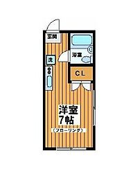 第II香川ハイツ 1階ワンルームの間取り