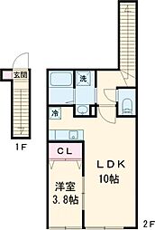 東急大井町線 等々力駅 徒歩11分の賃貸マンション 2階1LDKの間取り