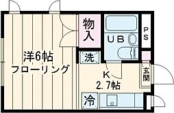東急田園都市線 桜新町駅 徒歩9分の賃貸アパート 1階1Kの間取り