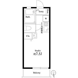 東武伊勢崎線 五反野駅 徒歩8分の賃貸アパート 2階ワンルームの間取り