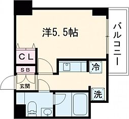 東京メトロ千代田線 北千住駅 徒歩9分の賃貸マンション 9階1Kの間取り