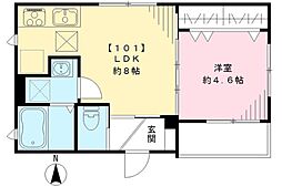 京王線 上北沢駅 徒歩2分の賃貸アパート 1階1LDKの間取り