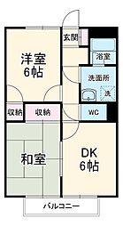 JR東海道本線 逢妻駅 徒歩3分の賃貸アパート 1階2DKの間取り