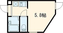 リブ青井 1階ワンルームの間取り