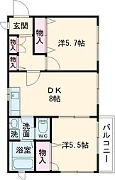 グランデュール永福 3階2DKの間取り