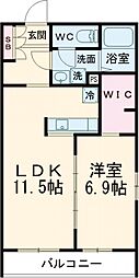 小田急小田原線 千歳船橋駅 徒歩4分の賃貸マンション 2階1LDKの間取り