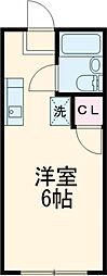 東急目黒線 大岡山駅 徒歩6分の賃貸アパート 1階ワンルームの間取り