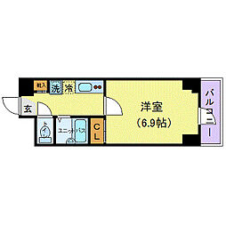 アヴァンセクール町屋 2階1Kの間取り