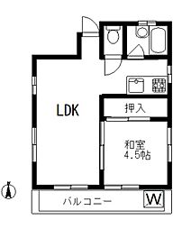 ファミリーハイツ秀 2階1LDKの間取り
