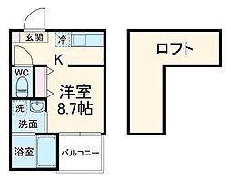 シェリール本陣 1階ワンルームの間取り
