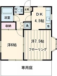 京王線 明大前駅 徒歩14分の賃貸アパート 1階2DKの間取り