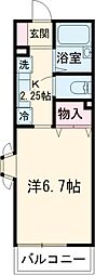 京王線 芦花公園駅 徒歩6分の賃貸アパート 1階1Kの間取り