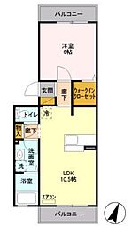 JR南武線 稲城長沼駅 徒歩5分の賃貸アパート 2階1LDKの間取り