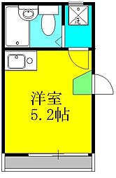 東京メトロ千代田線 北千住駅 徒歩11分の賃貸アパート 2階ワンルームの間取り