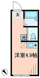 エルプレミア梅島 1階ワンルームの間取り