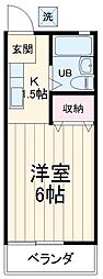 ビューラーオークボＤ棟 1階1Kの間取り