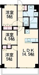 東急目黒線 大岡山駅 徒歩10分の賃貸マンション 1階3LDKの間取り