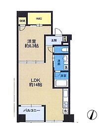 都営浅草線 西馬込駅 徒歩13分の賃貸マンション 5階1LDKの間取り