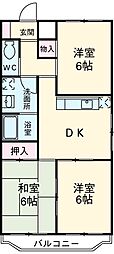 名鉄名古屋本線 知立駅 徒歩4分の賃貸マンション 3階3DKの間取り